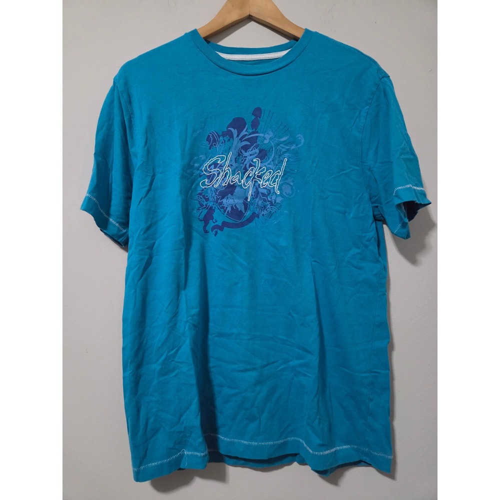 Old Navy Brand Mens Shacked Graphic T-Shirt Blue Turquoise Cotton Size M